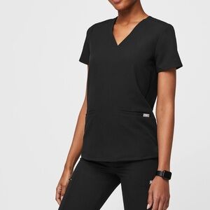 Figs Casma Three-Pocket Scrub Top - Black